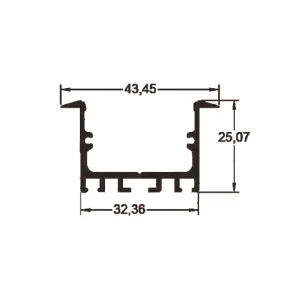 نقشه پروفیل لاین نوری توکار فنرخور دو لاین SL210